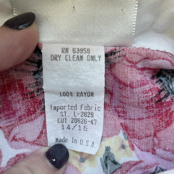 Vintage 90s Adrian Jordan Shirt Women 14 White Floral Poppies Button Up Blouse - Picture 6 of 10